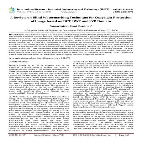 Reversible Image Watermarking Based on Histogram Shifting Technique | PDF