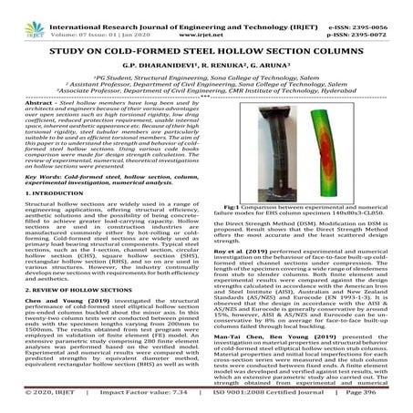 IRJET-  	  Study on Cold-Formed Steel Hollow Section Columns