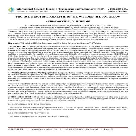 IRJET- Micro Structure Analysis of Tig Welded HSS 301 Alloy
