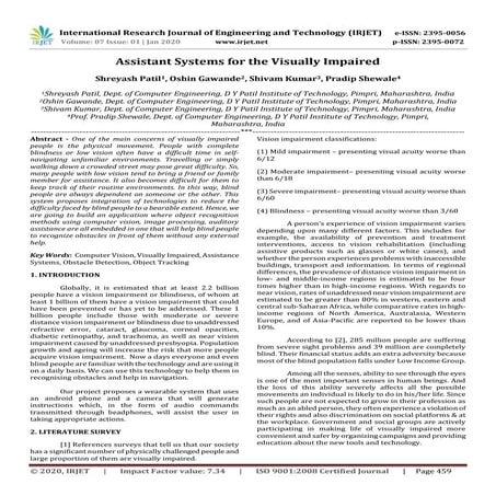 IRJET- Assistant Systems for the Visually Impaired