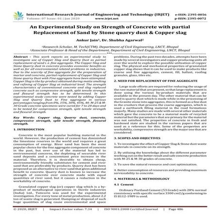 IRJET- An Experimental Study on Strength of Concrete with Partial Replacement...