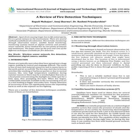 IRJET- A Review of Fire Detection Techniques