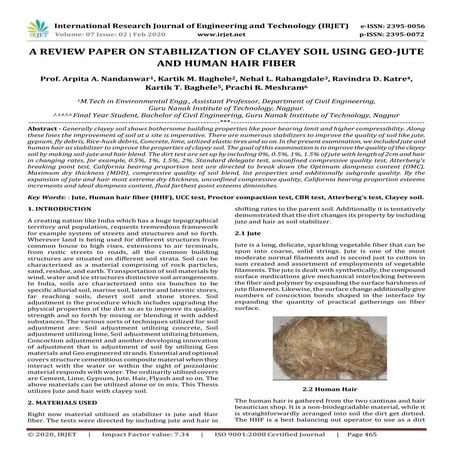 IRJET- A Review Paper on Stabilization of Clayey Soil using GEO-Jute ...