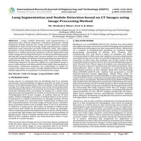 IRJET- Lung Segmentation and Nodule Detection based on CT Images using Image ...