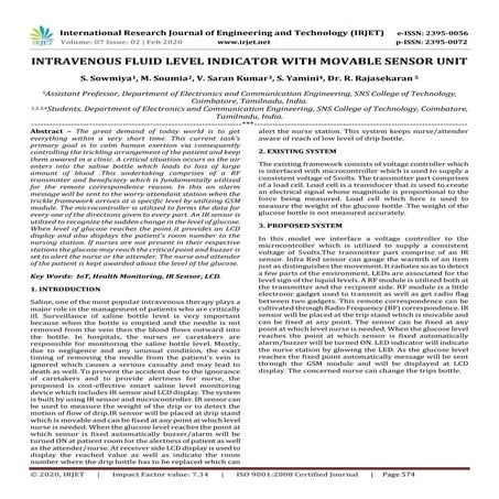 IRJET - Intravenous Fluid Level Indicator with Movable Sensor Unit