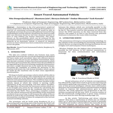 IRJET- Smart Travel Automated Vehicle