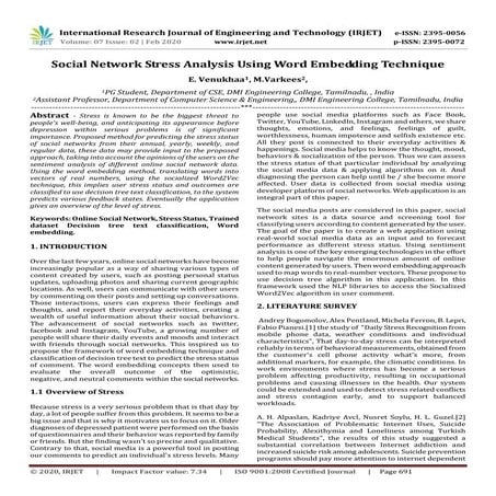 IRJET - Social Network Stress Analysis using Word Embedding Technique