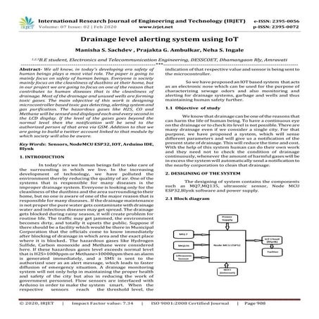 IRJET - Drainage Level Alerting System using IoT