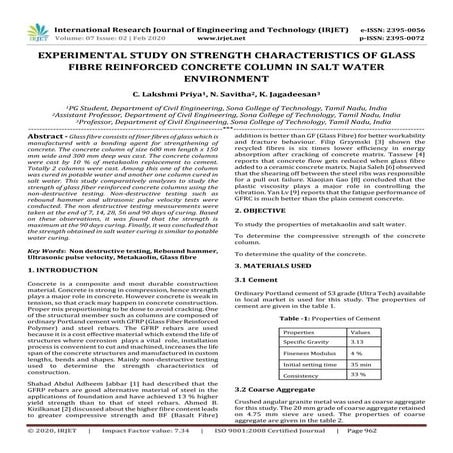 IRJET- Experimental Study on Strength Characteristics of Glass Fibre Reinforc...