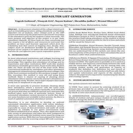 IRJET -  	  Defaulter List Generator