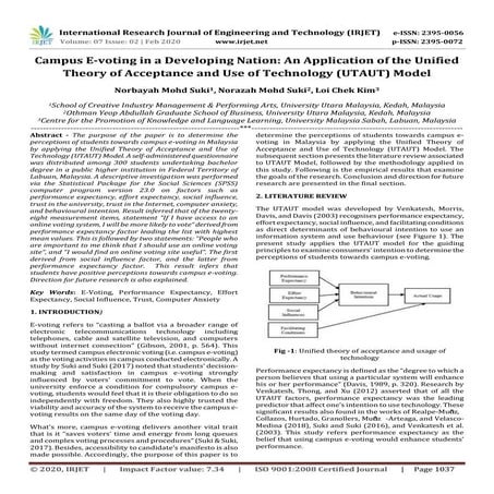 IRJET- Campus E-Voting in a Developing Nation: An Application of the Unified ...