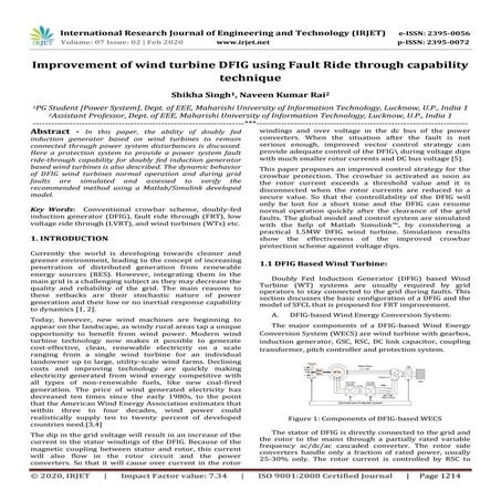 IRJET- Improvement of Wind Turbine DFIG using Fault Ride Through Capability T...