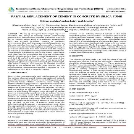 IRJET- Partial Replacement of Cement in Concrete by Silica Fume | PDF