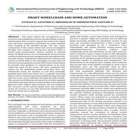 IRJET -  	  Smart Wheelchair And Home Automation