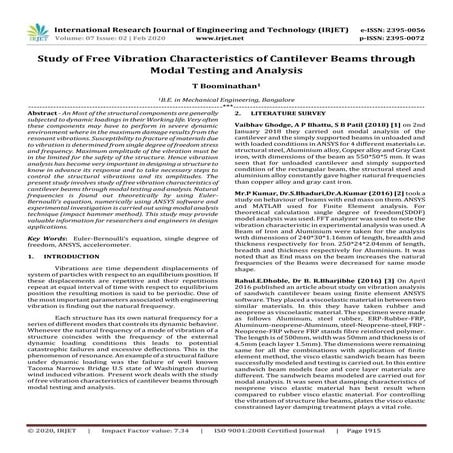 IRJET -  	  Study of free vibration characteristics of cantilever beams throu...