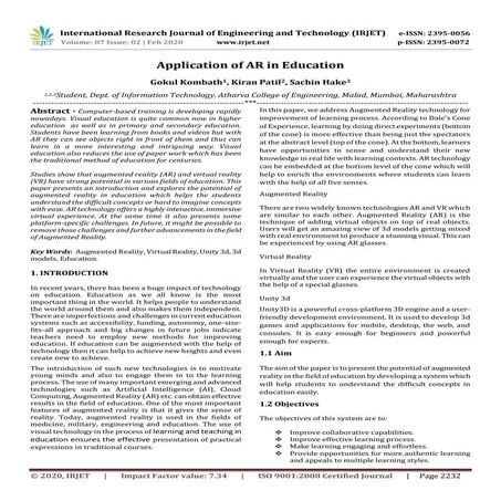 IRJET - Application of AR in Education