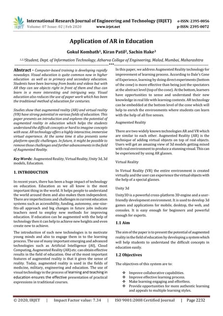 IRJET - Application of AR in Education