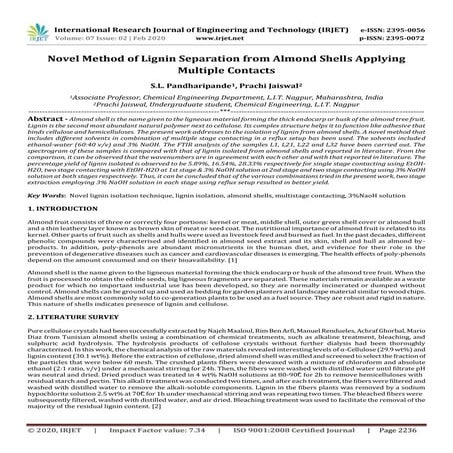 IRJET - Novel Method of Lignin Separation from Almond Shells Applying Multipl...