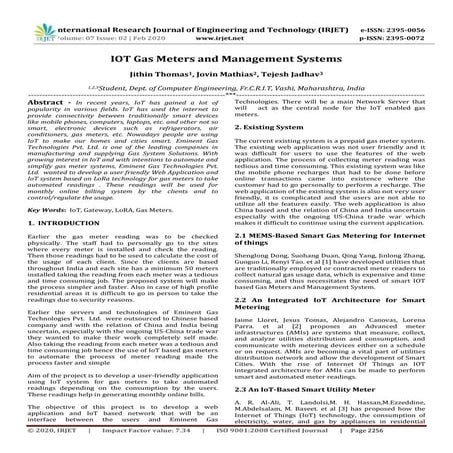 IRJET - IoT Gas Meters and Management Systems