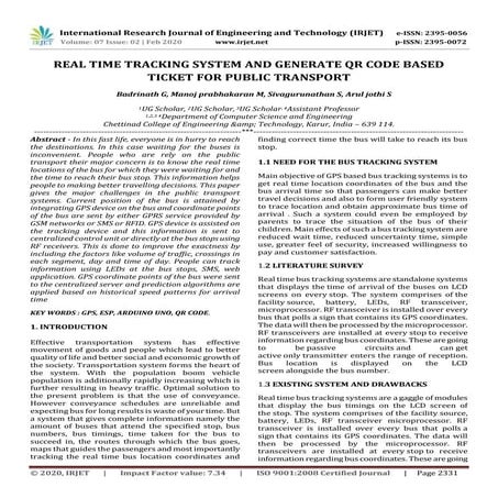 IRJET  - Real Time Tracking System and Generate QR Code based Ticket for Publ...