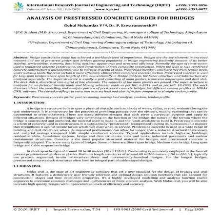 IRJET- Analysis of Prestressed Concrete Girder for Bridges