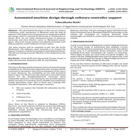 IRJET- Automated Machine Design through Software Controller Support