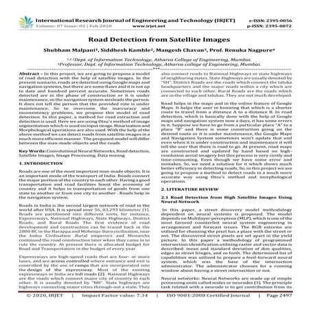 IRJET-Road Detection from Satellite Images