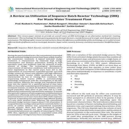 Sequencing batch reactors | PPTX