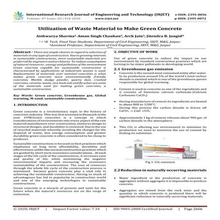 IRJET - Utilization of Waste Material to Make Green Concrete | PDF