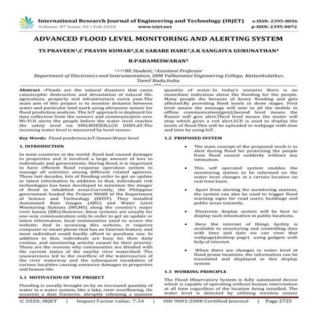 IRJET -  	  Advanced Flood Level Monitoring and Alerting System