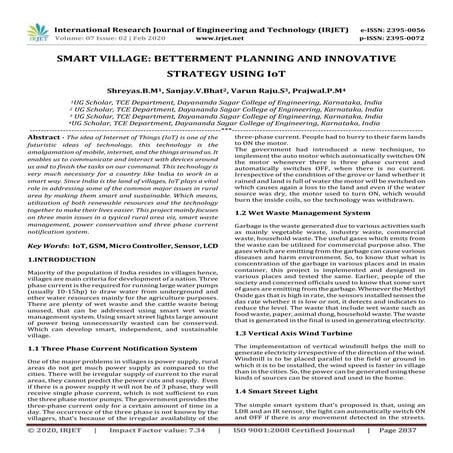 IRJET - Smart Village: Betterment Planning and Innovative Strategy using IoT