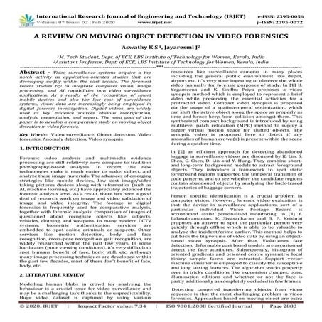 IRJET- A Review on Moving Object Detection in Video Forensics 