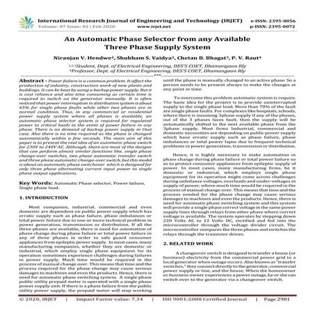 IRJET -  	  An Automatic Phase Selector from Any Available Three Phase Supply...