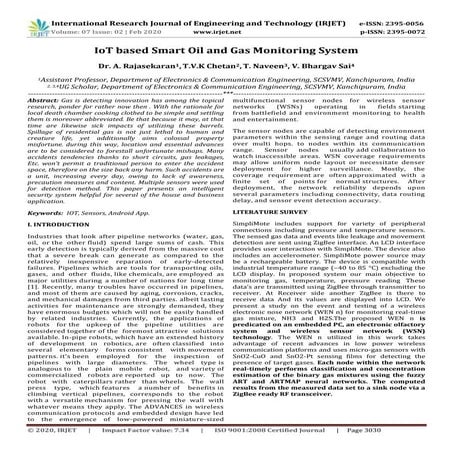IRJET - IoT based Smart Oil and Gas Monitoring System | PDF