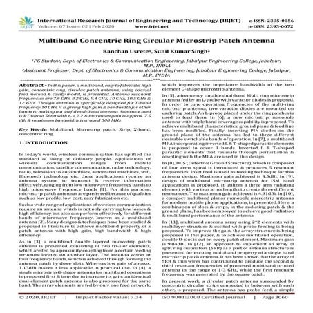 IRJET -  	  Multiband Concentric Ring Circular Microstrip Patch Antenna