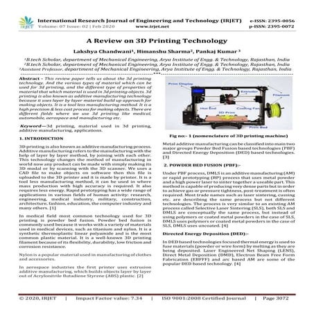 IRJET - A Review on 3D Printing Technology