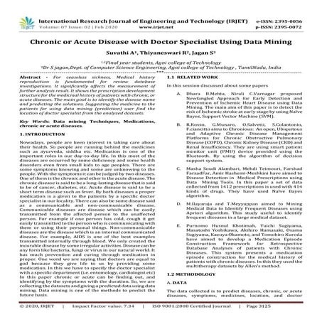 IRJET -  	  Chronic or Acute Disease with Doctor Specialist using Data Mining