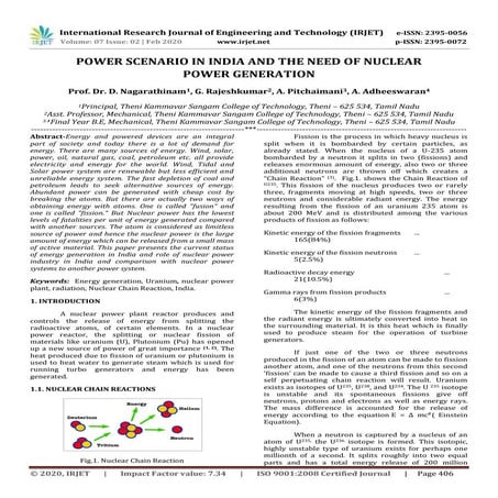 IRJET-  	  Power Scenario in India and the Need of Nuclear Power Generation