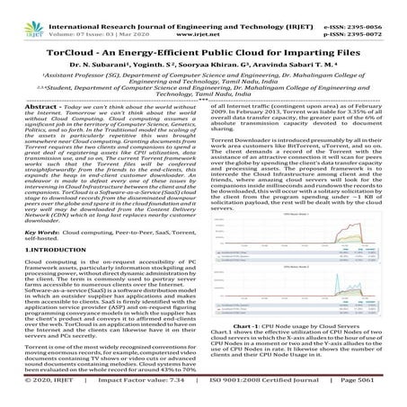 IRJET -  	  Torcloud - An Energy-Efficient Public Cloud for Imparting Files