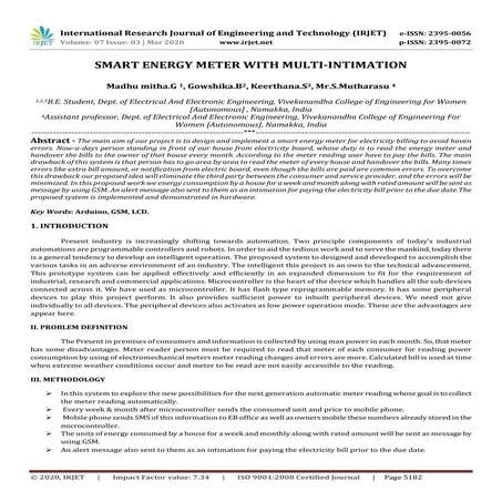 IRJET - Smart Energy Meter with Multi-Intimation