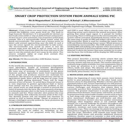 IRJET -  	  Smart Crop Protection System from Animals using PIC