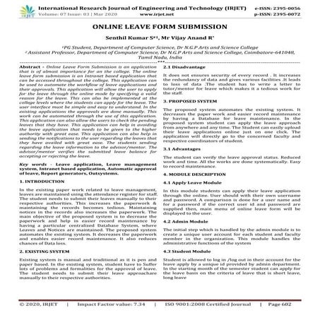 IRJET- Online Leave Form Submission