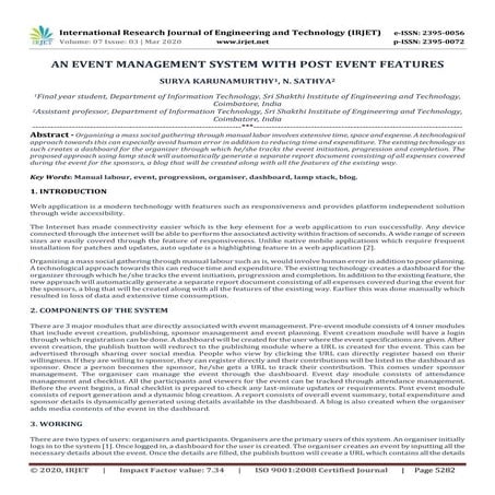 IRJET - An Event Management System with Post Event Features