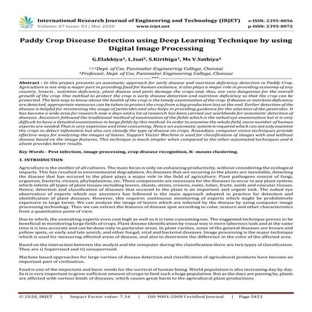 IRJET - Paddy Crop Disease Detection using Deep Learning Technique by using D...