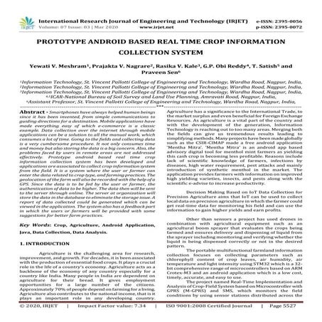  IRJET - Prototype Android based Real Time Crop Information Collection System