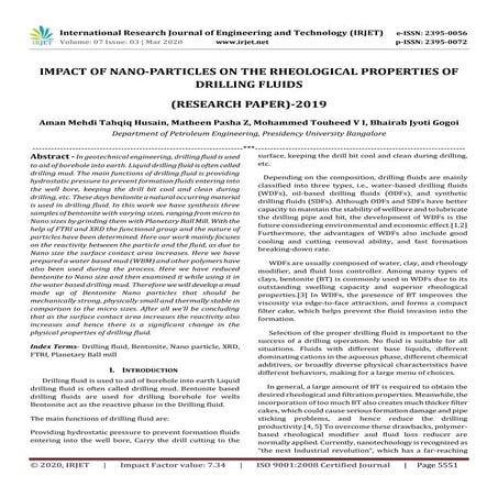Nanoparticles as Drilling Fluids Rheological Properties Modifiers ...