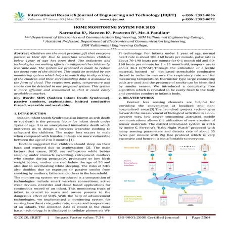  IRJET - Home Monitoring System for Sids