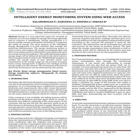 IRJET - Intelligent Energy Monitoring System using Web Access
