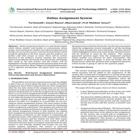 IRJET - Online Assignment System