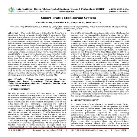 IRJET -  	  Smart Traffic Monitoring System